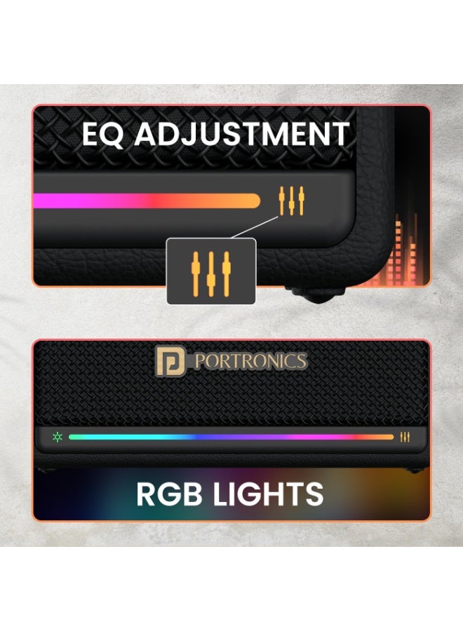 بورترونيكس Portronics Harmony Mini 25W HD Premium Portable Bluetooth Speaker with Subwoofer, EQ Adjustment, 6 Hours Playtime, in-Built Mic,TWS Mode,RGB Lights, Bluetooth V5.3, Type C Fast Charging(Black) - Image 4